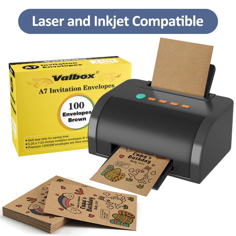 ValBox 5x7 Envelopes for Invitation 100 Qty A7 Envelopes Self Seal Brown, Kraft Paper Envelope for 5x7 Cards, Weddings, Baby Shower, Stationery, Office, 5.25 x 7.25 Inches - Image 5